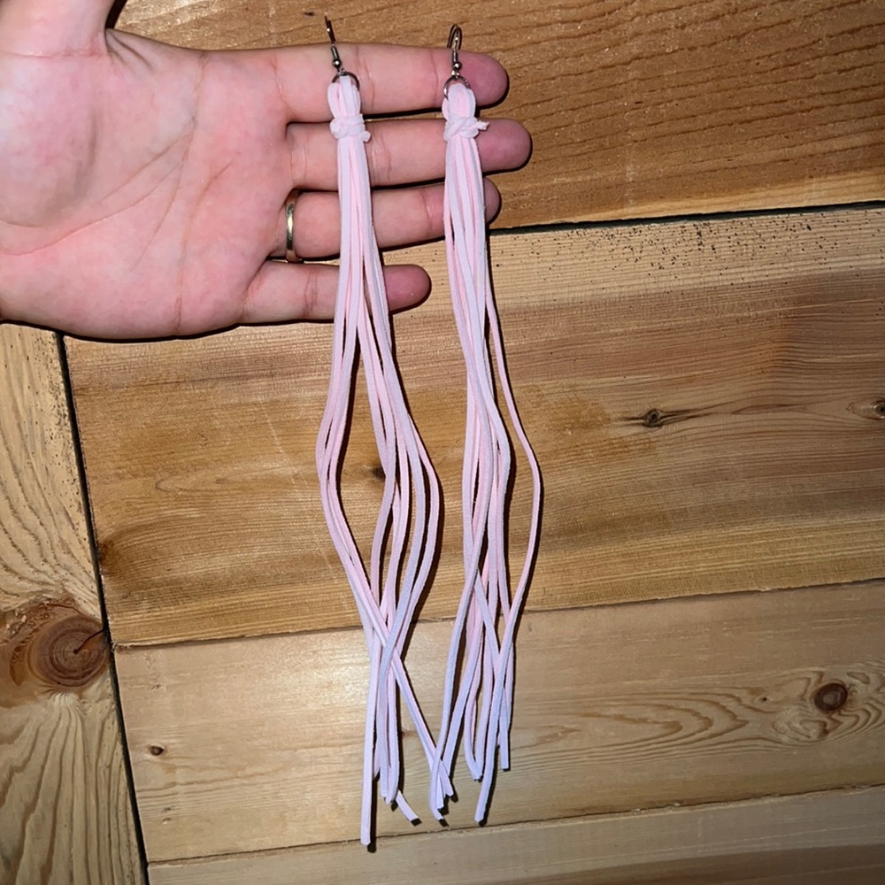 Faux suede fringe earrings